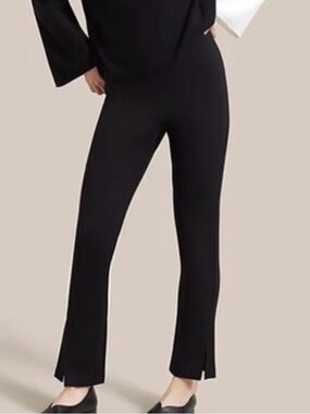Modern Citizen Black Ribbed Boot Cut Pants with Ankle Slits